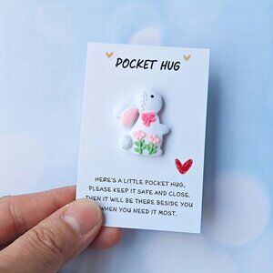 Pocket Hug White Easter Bunny Rabbit Gift